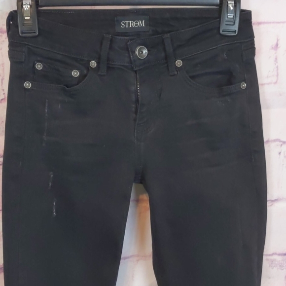 Strom tio skinny Raven black distressed jeans size 23 - Picture 4 of 8